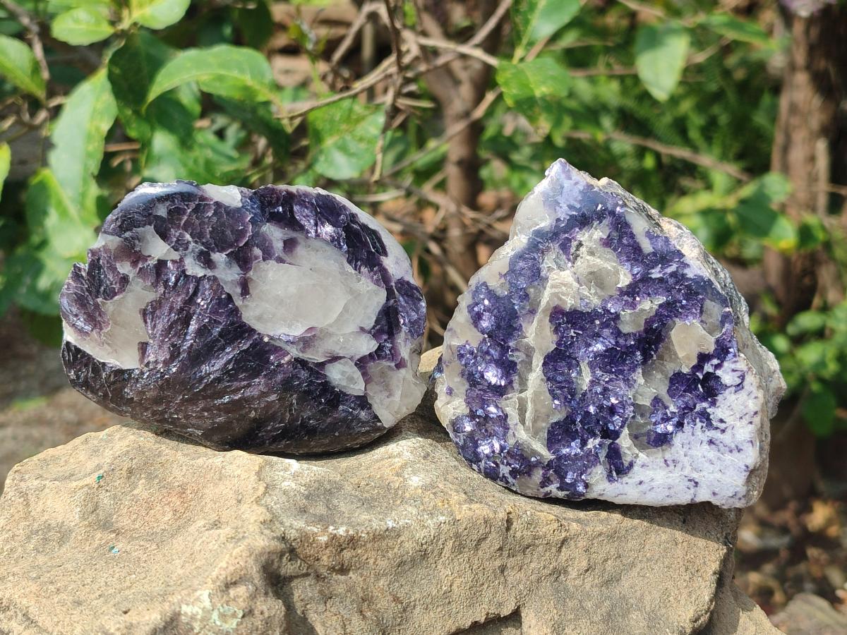 Polished One Side Lithium Silver Leaf Lepidolite Specimens x 6 From Zimbabwe - Toprock Gemstones and Minerals 