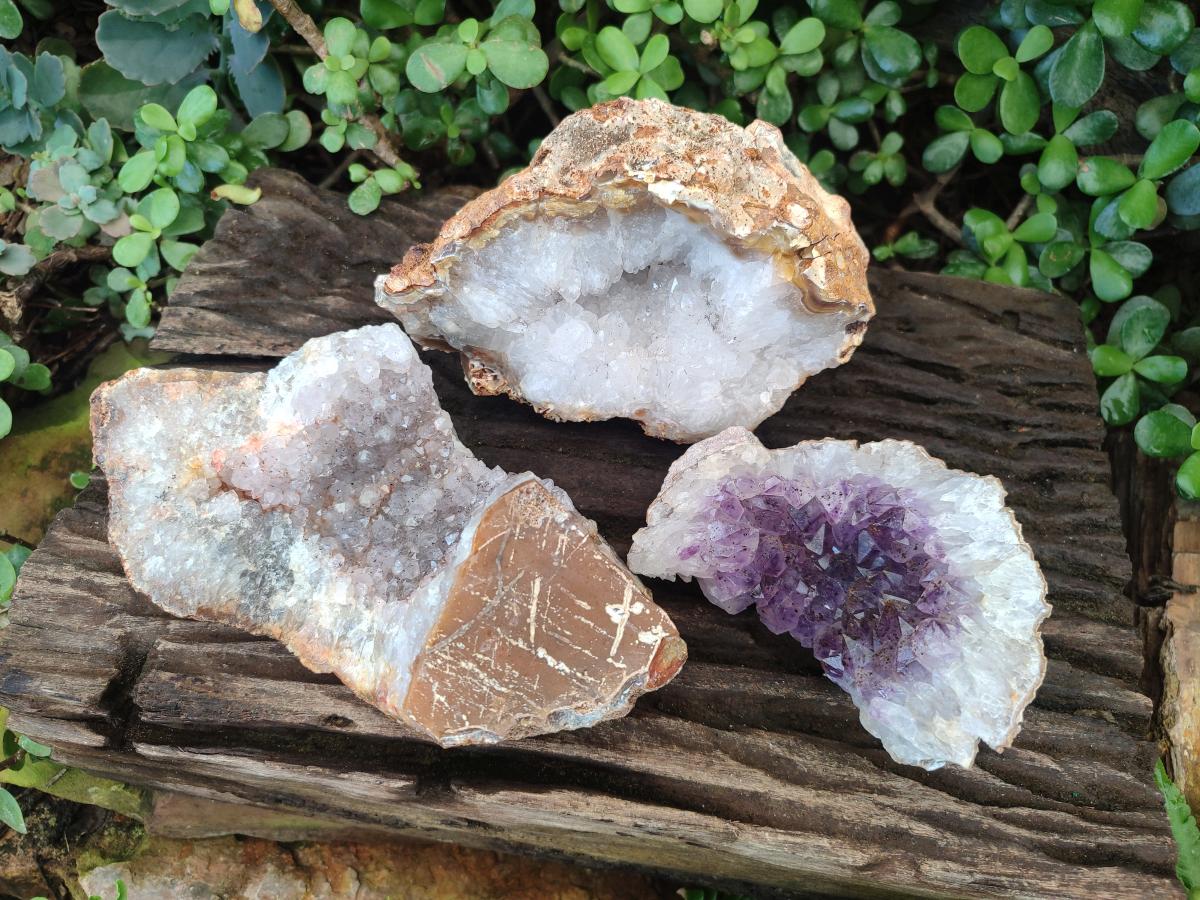 Natural Zululand Amethyst Agate Specimens x 3 From Jozini, South Africa - Toprock Gemstones and Minerals 
