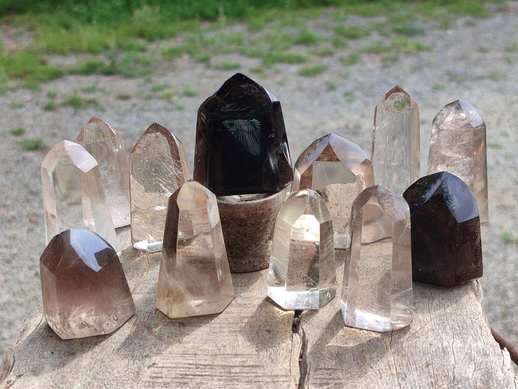Polished Smokey Quartz Crystals x 12 From Madagascar - Toprock Gemstones and Minerals 
