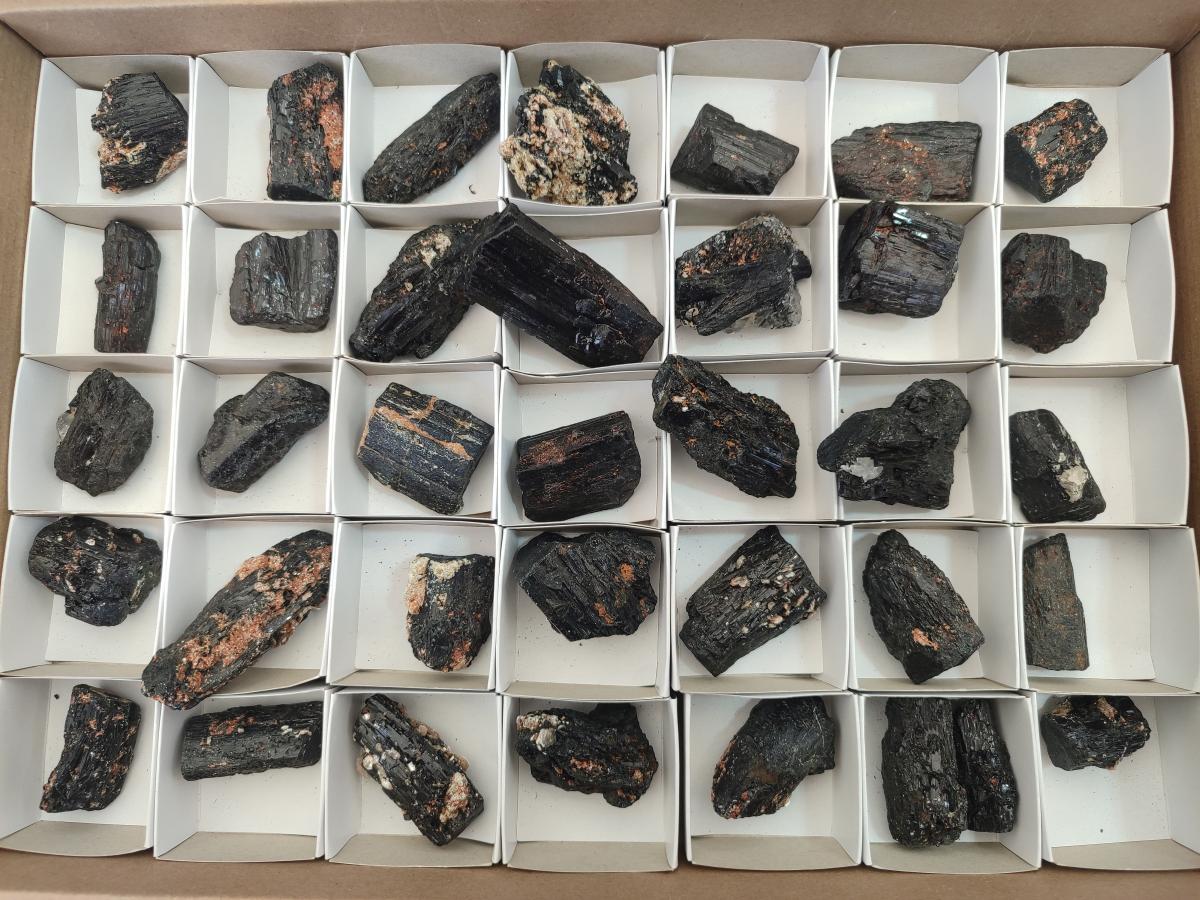 Natural Striated Schorl Black Tourmaline Crystals x 36 From Zimbabwe - Toprock Gemstones and Minerals 