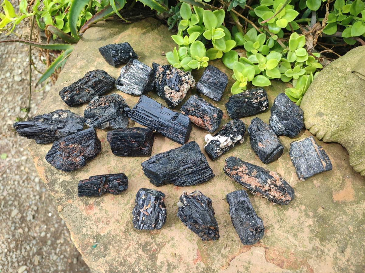 Natural Striated Schorl Black Tourmaline Crystals x 36 From Zimbabwe - Toprock Gemstones and Minerals 