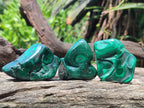 Polished and Natural Flower Banded Malachite Free Forms x 14 From Congo - Toprock Gemstones and Minerals 