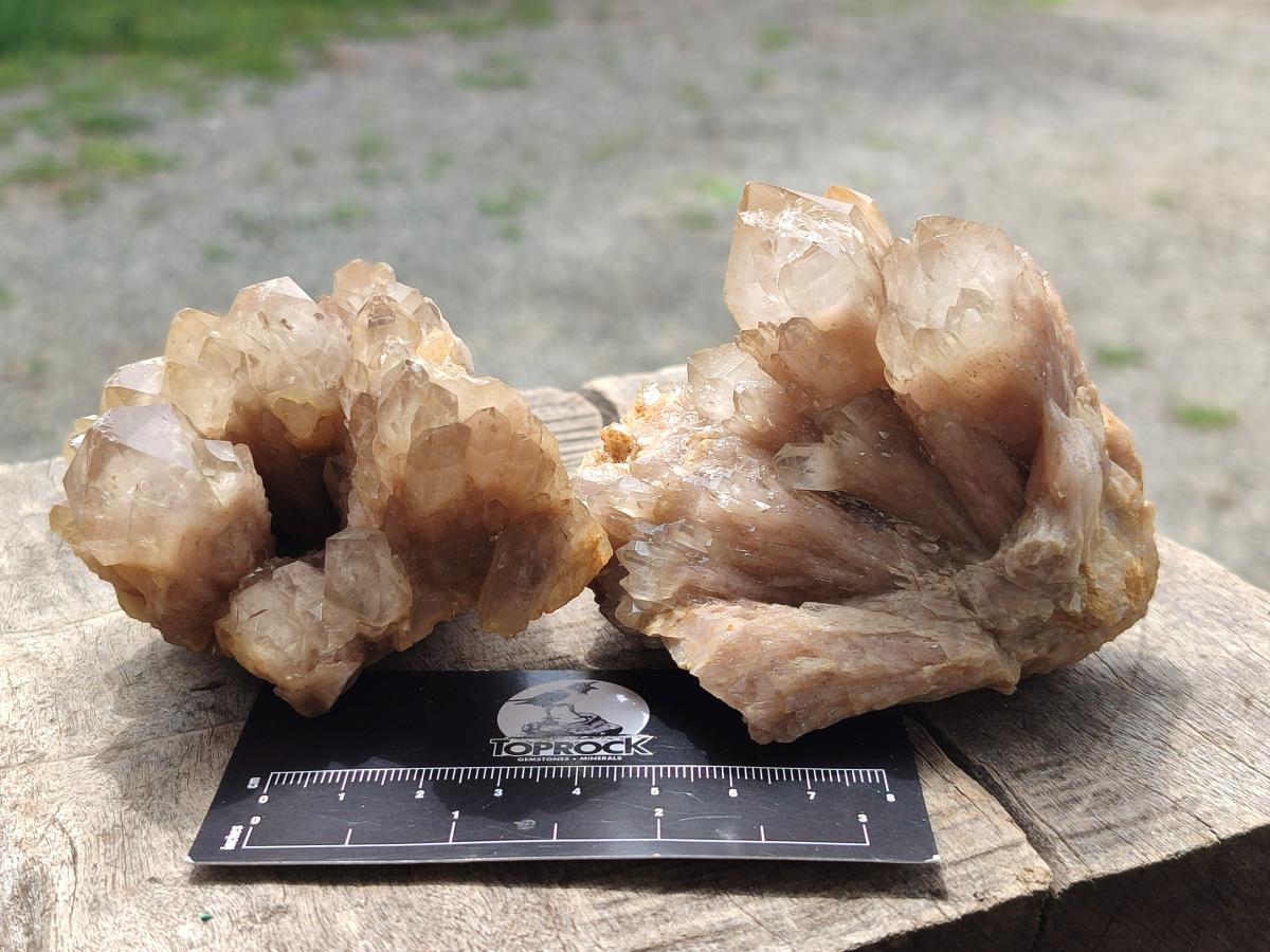 Natural Cascading White Phantom Smokey Luena Quartz Clusters x 6 From Luena, Congo - Toprock Gemstones and Minerals 