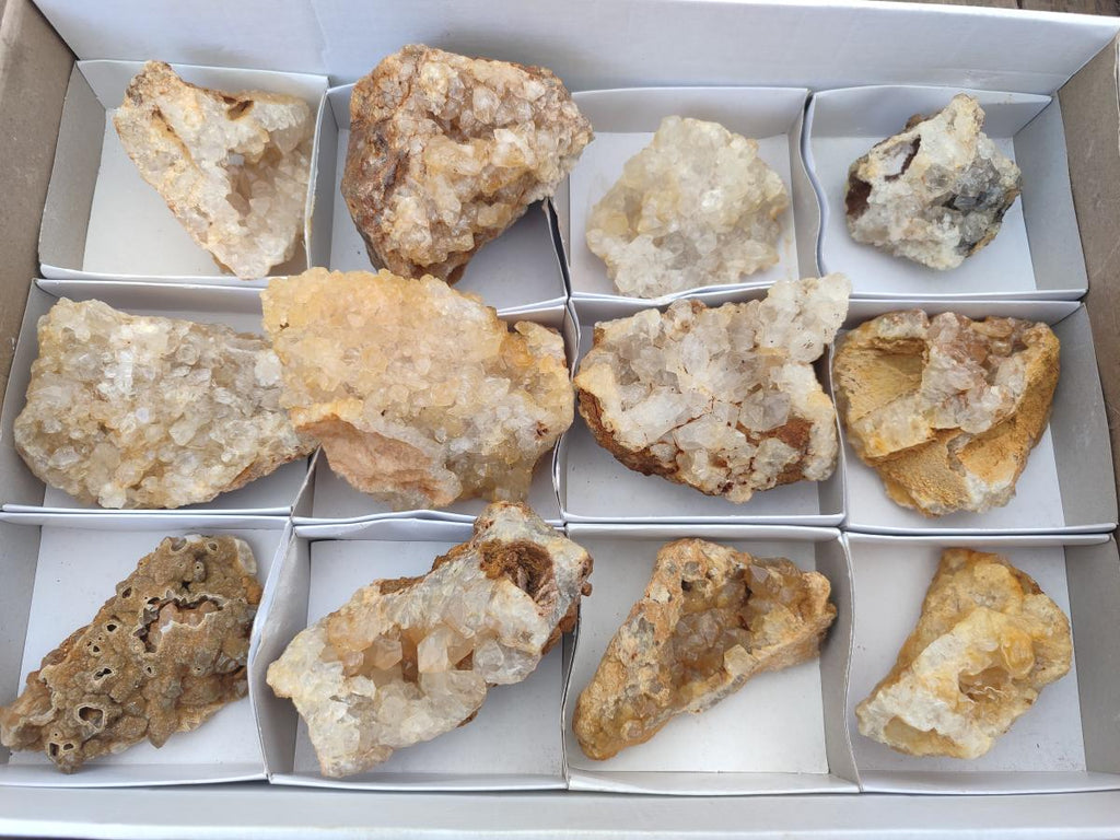 Natural Golden Limonite Quartz Clusters x 12 From Solwezi, Zambia - Toprock Gemstones and Minerals 