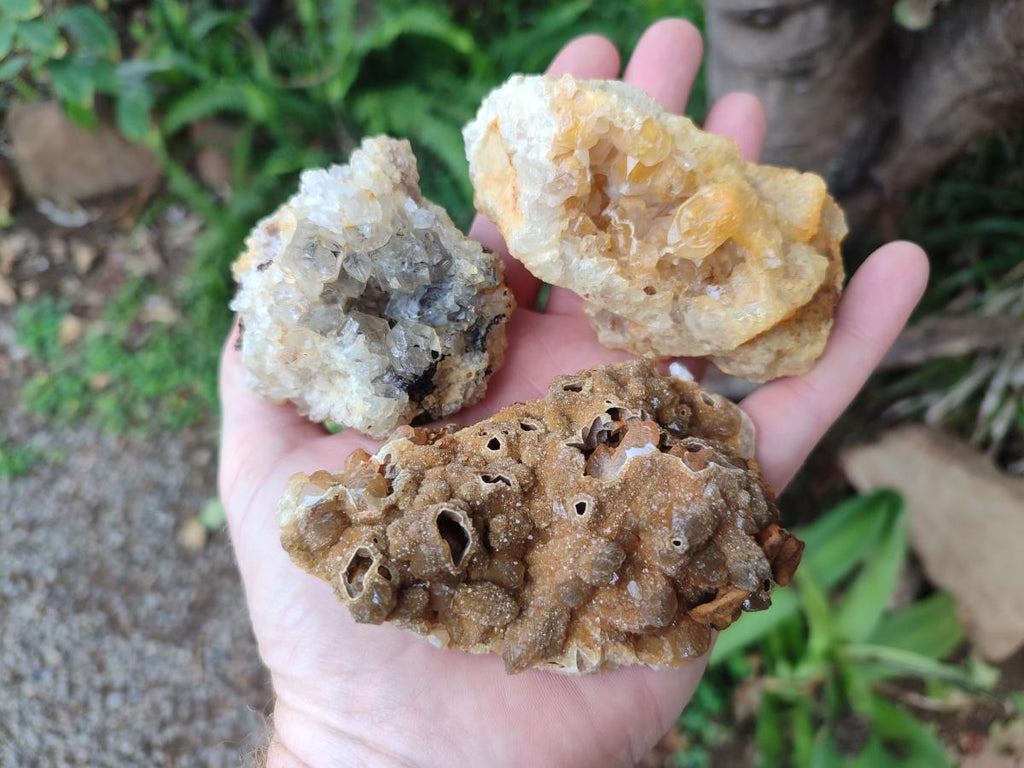 Natural Golden Limonite Quartz Clusters x 12 From Solwezi, Zambia - Toprock Gemstones and Minerals 