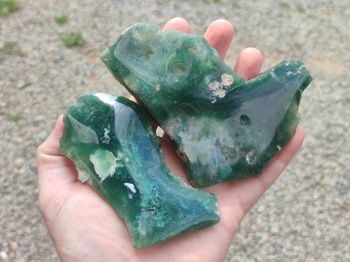 Polished One Side Mtorolite Chrysoprase Slices x 6 From Mutorashanga, Zimbabwe - Toprock Gemstones and Minerals 