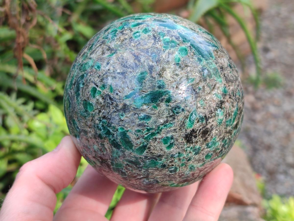Polished Large Emerald Mica 'Mutokolite' Sphere x 1 From Mutoko, Zimbabwe - Toprock Gemstones and Minerals 