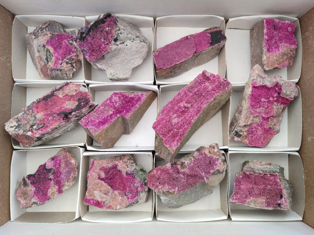Natural Salrose Cobaltoan Dolomite Specimens x 12 From Kakanda, Congo - Toprock Gemstones and Minerals 