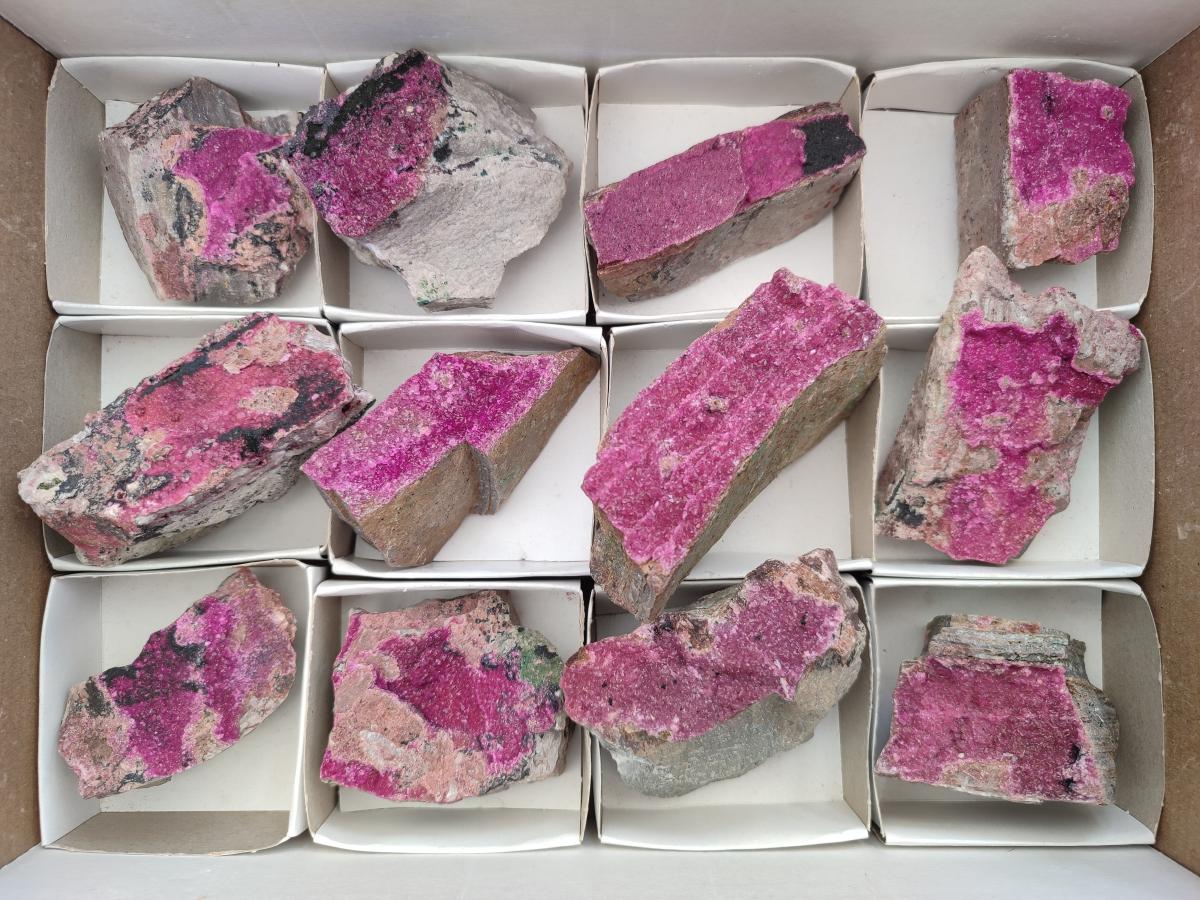 Natural Salrose Cobaltoan Dolomite Specimens x 12 From Kakanda, Congo - Toprock Gemstones and Minerals 