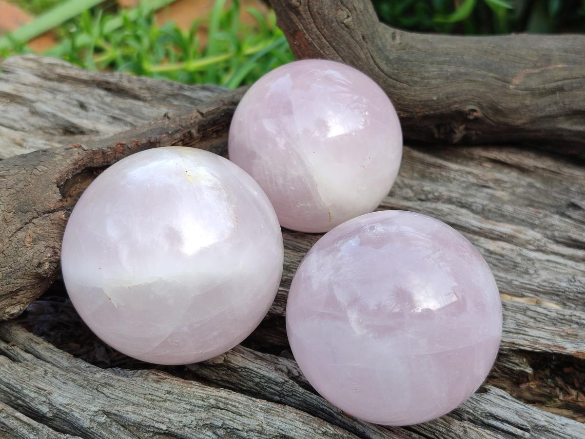 Polished Gemmy Star Rose Quartz Spheres x 6 From Madagascar - Toprock Gemstones and Minerals 
