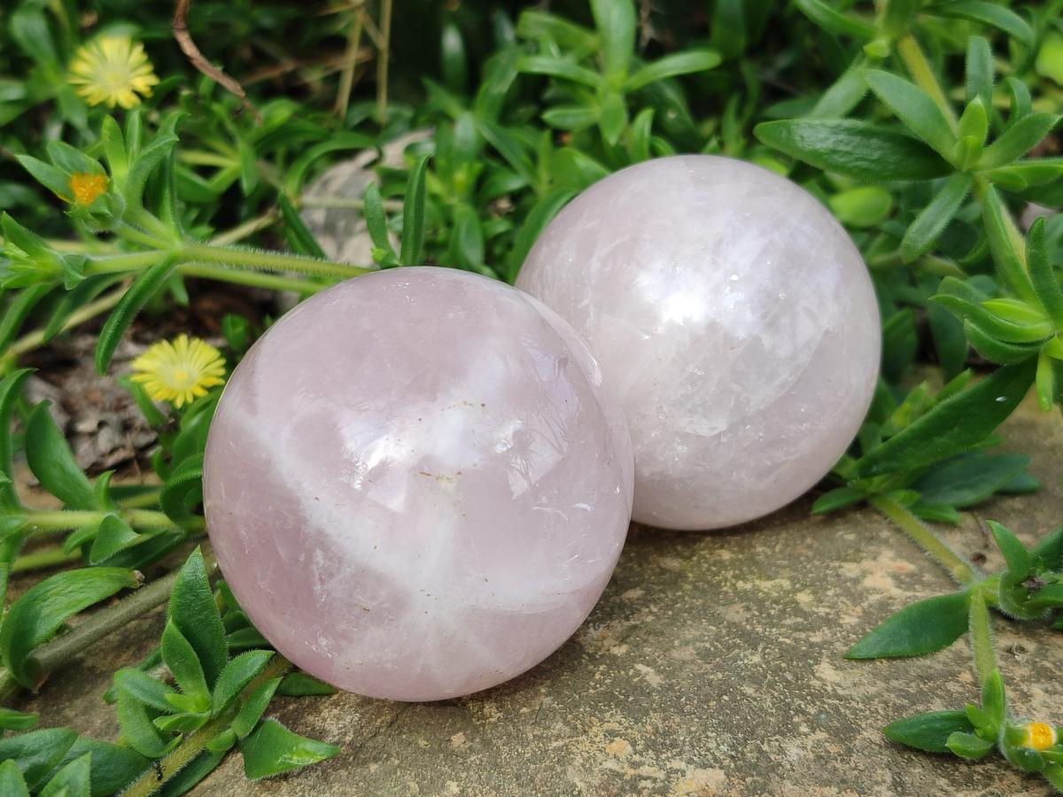 Polished Gemmy Star Rose Quartz Spheres x 6 From Madagascar - Toprock Gemstones and Minerals 