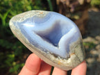 Polished and Natural Blue Lace Agate Standing Display Pieces x 6 From Nsanje, Malawi - Toprock Gemstones and Minerals 