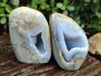 Polished and Natural Blue Lace Agate Standing Display Pieces x 6 From Nsanje, Malawi - Toprock Gemstones and Minerals 
