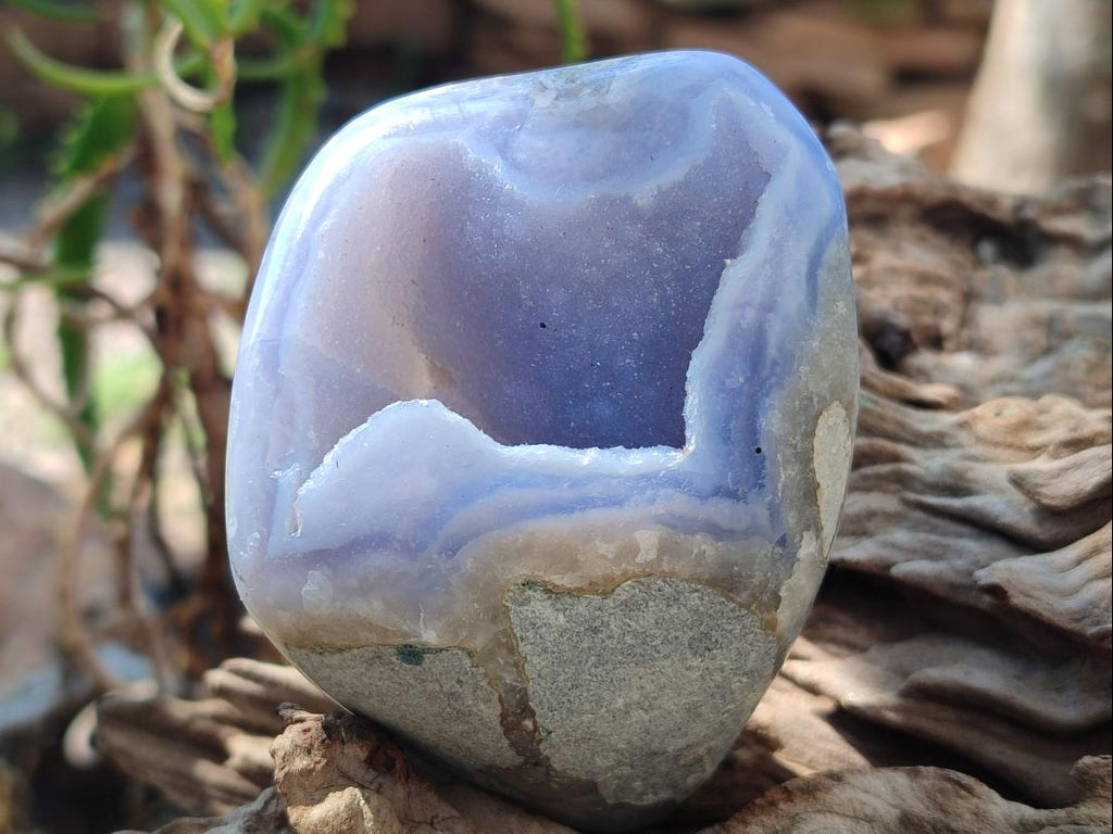 Polished and Natural Blue Lace Agate Standing Display Pieces x 6 From Nsanje, Malawi - Toprock Gemstones and Minerals 