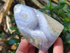 Polished and Natural Blue Lace Agate Standing Display Pieces x 6 From Nsanje, Malawi - Toprock Gemstones and Minerals 