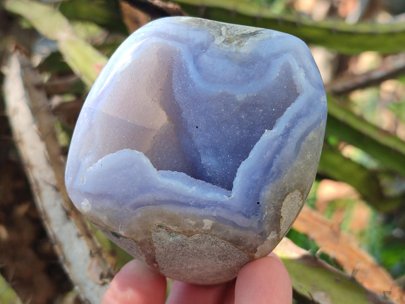 Polished and Natural Blue Lace Agate Standing Display Pieces x 6 From Nsanje, Malawi - Toprock Gemstones and Minerals 