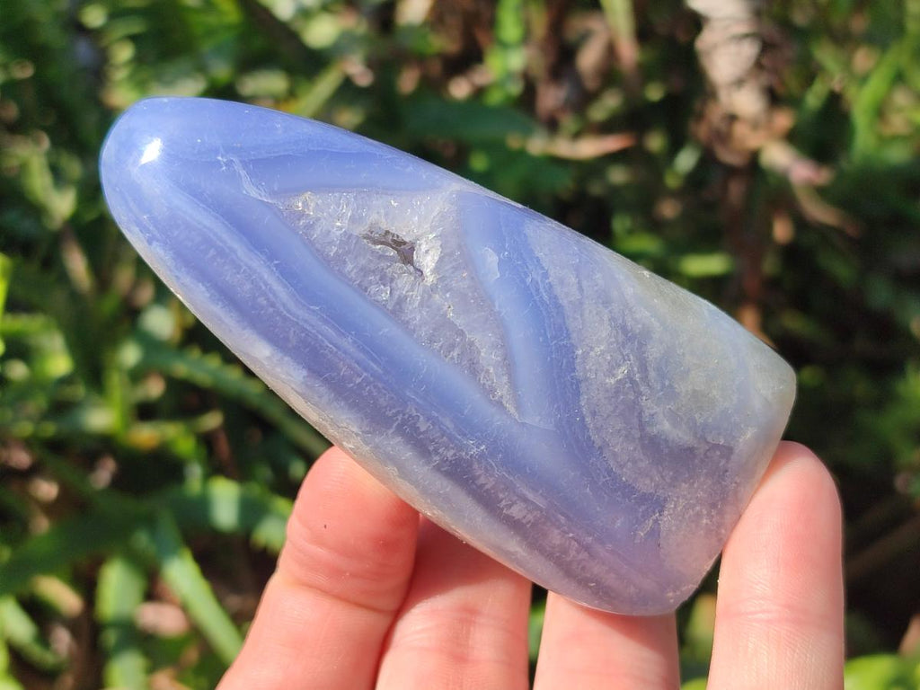 Polished and Natural Blue Lace Agate Standing Display Pieces x 6 From Nsanje, Malawi - Toprock Gemstones and Minerals 