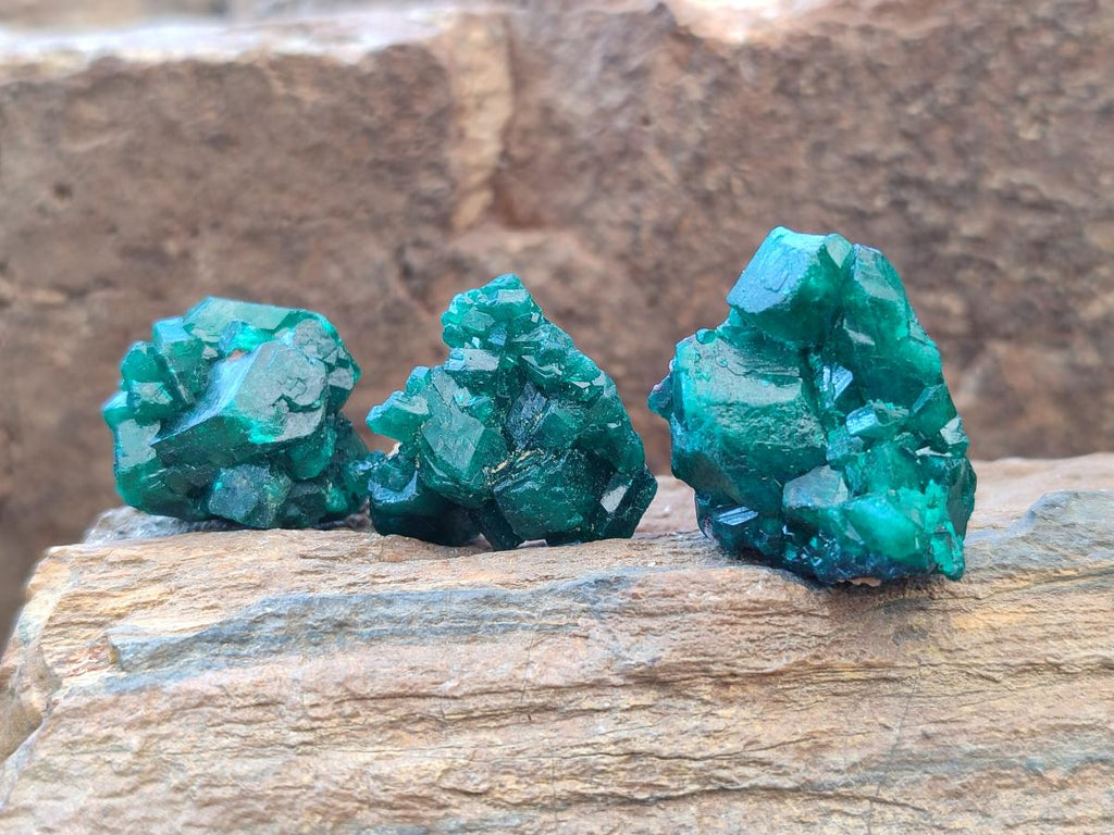 Natural Dioptase Specimens on Dolomite Matrix x 20 From Tantara Mine, Congo - Toprock Gemstones and Minerals 