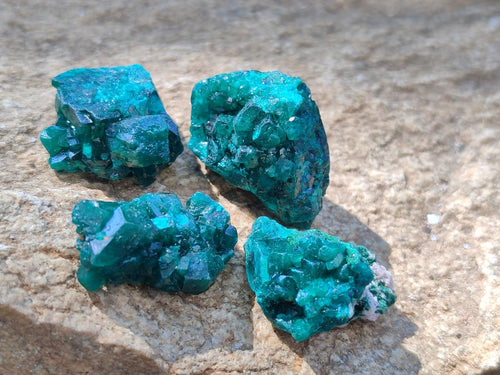 Natural Dioptase Specimens on Dolomite Matrix x 20 From Tantara Mine, Congo - Toprock Gemstones and Minerals 