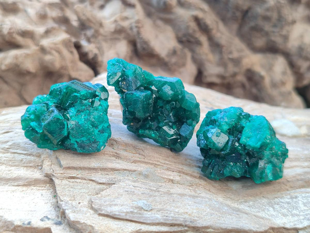 Natural Dioptase Specimens on Dolomite Matrix x 20 From Tantara Mine, Congo - Toprock Gemstones and Minerals 