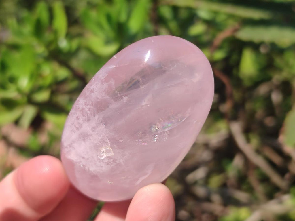 Polished Gemmy Rose Quartz Palm Stones x 24 From Madagascar - Toprock Gemstones and Minerals 