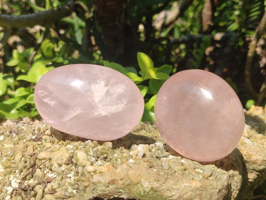 Polished Gemmy Rose Quartz Palm Stones x 24 From Madagascar - Toprock Gemstones and Minerals 