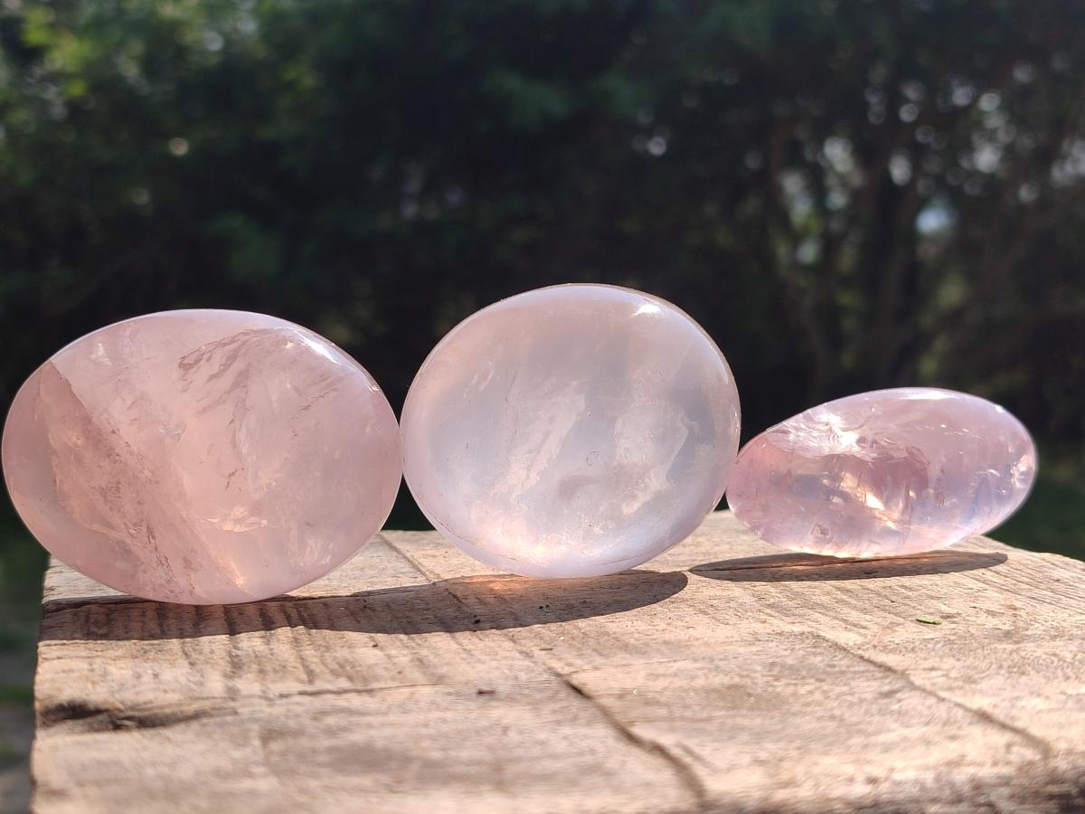 Polished Gemmy Rose Quartz Palm Stones x 24 From Madagascar - Toprock Gemstones and Minerals 