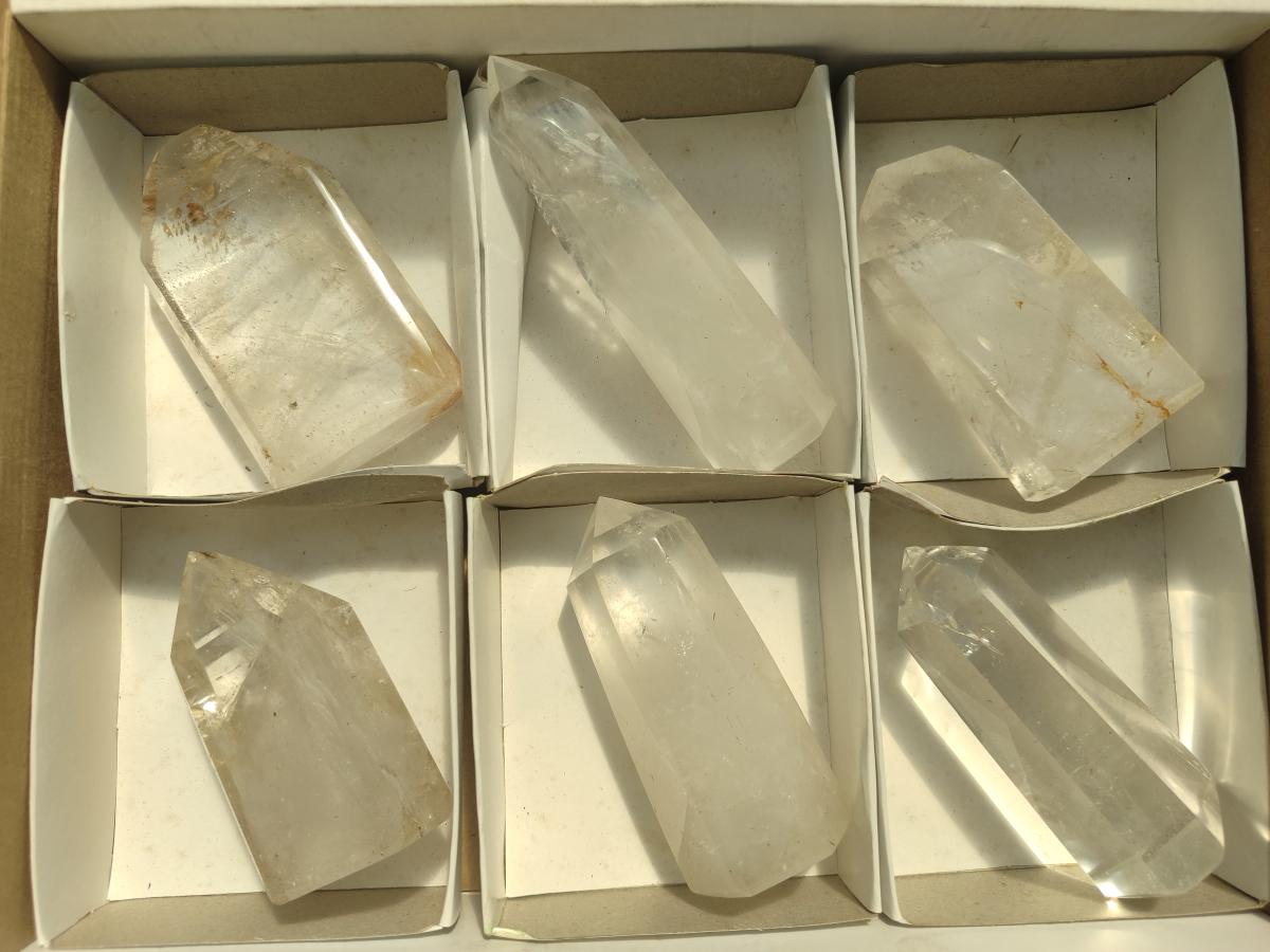 Polished Clear Quartz Crystals x 6 From Madagascar - Toprock Gemstones and Minerals 