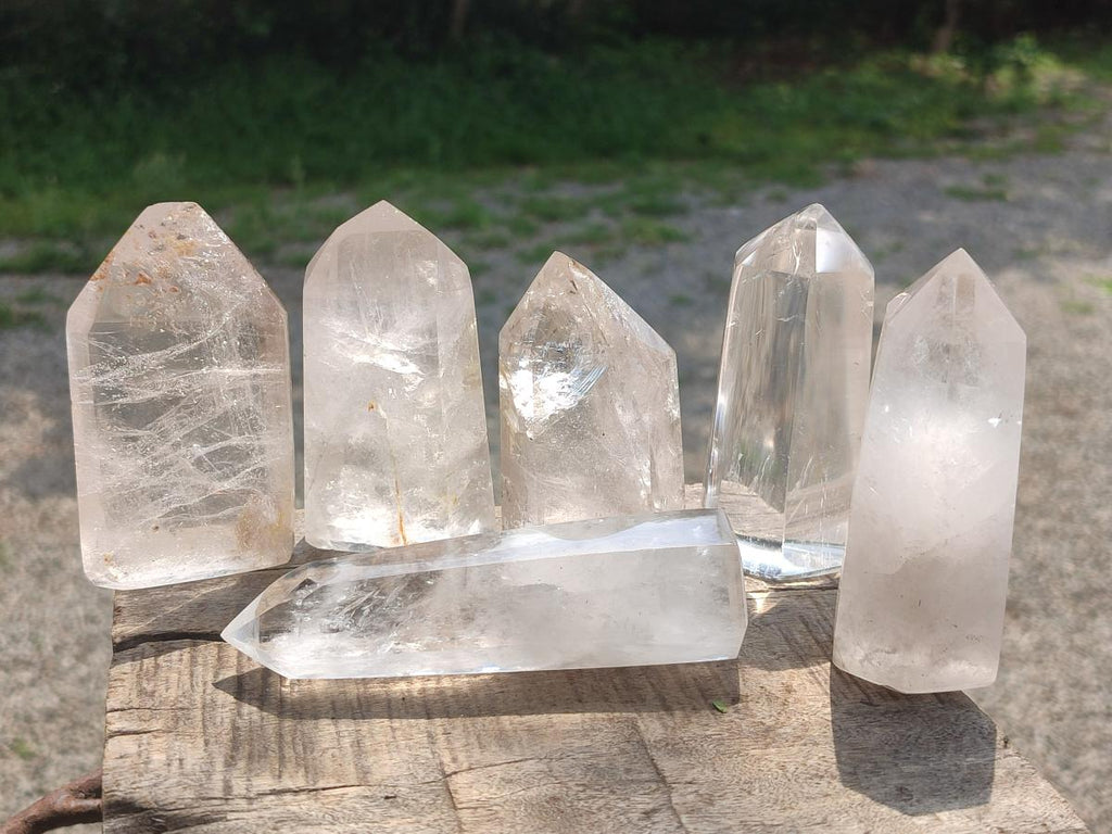 Polished Clear Quartz Crystals x 6 From Madagascar - Toprock Gemstones and Minerals 