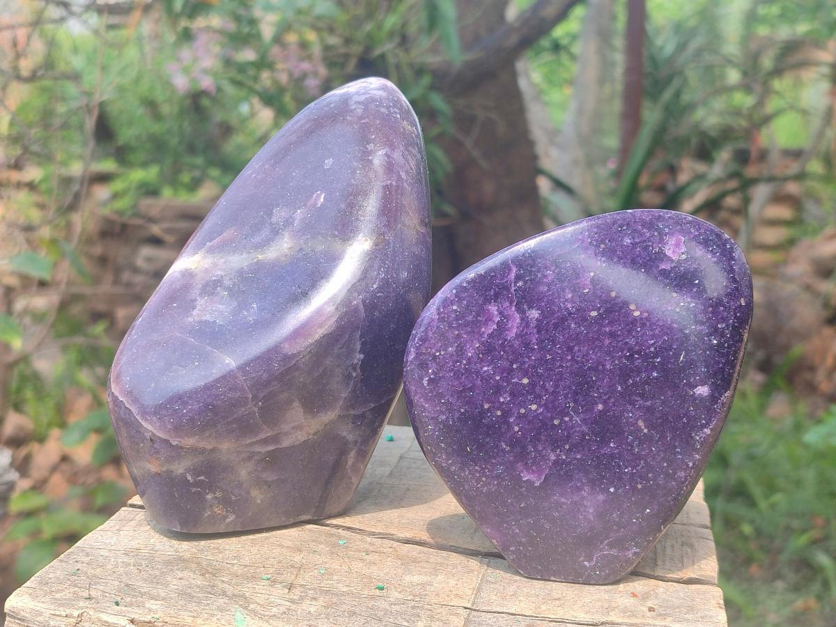 Polished Lepidolite Standing Display Pieces x 2 From Zimbabwe - Toprock Gemstones and Minerals 
