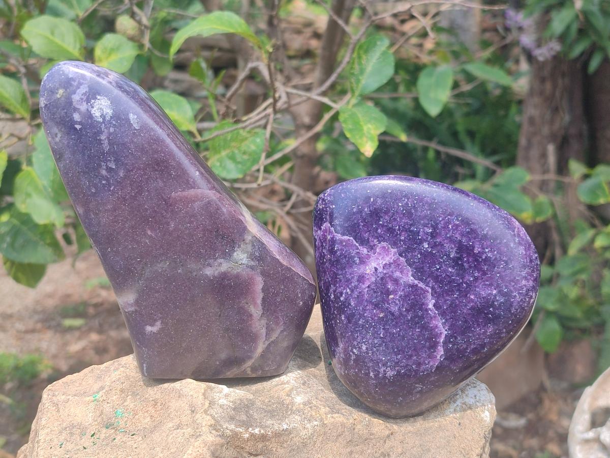 Polished Lepidolite Standing Display Pieces x 2 From Zimbabwe - Toprock Gemstones and Minerals 