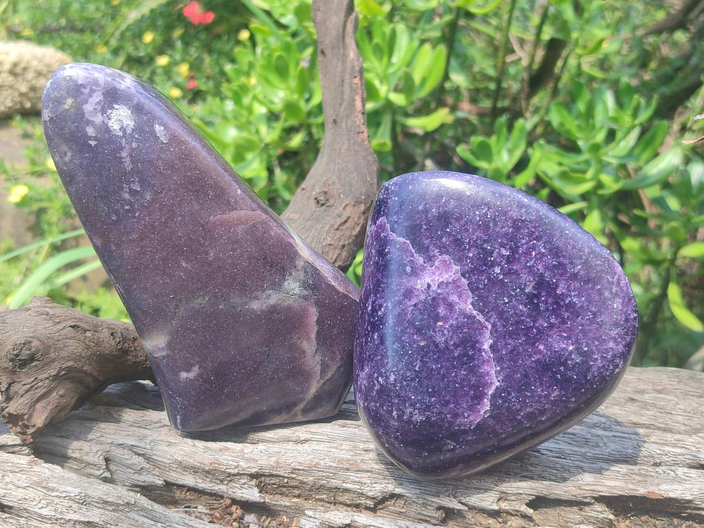 Polished Lepidolite Standing Display Pieces x 2 From Zimbabwe - Toprock Gemstones and Minerals 