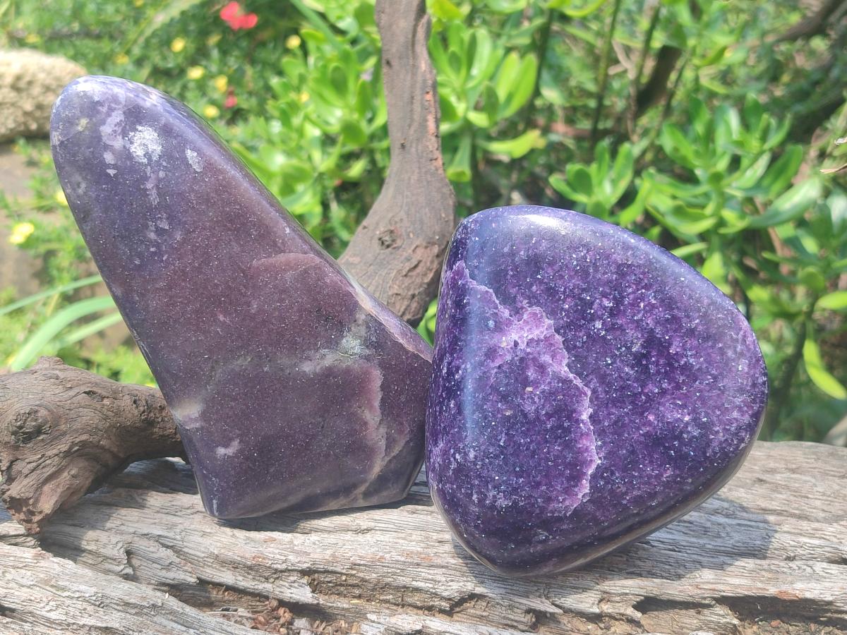 Polished Lepidolite Standing Display Pieces x 2 From Zimbabwe - Toprock Gemstones and Minerals 
