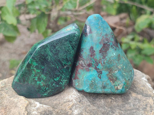Polished Shattuckite Free Forms with Malachite x 6 From Kaokoveld, Namibia - Toprock Gemstones and Minerals 