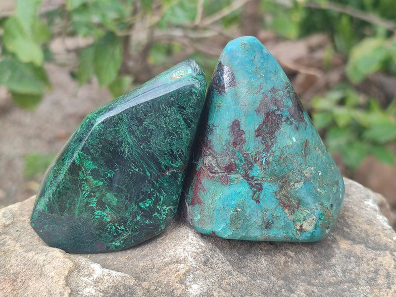 Polished Shattuckite Free Forms with Malachite x 6 From Kaokoveld, Namibia - Toprock Gemstones and Minerals 