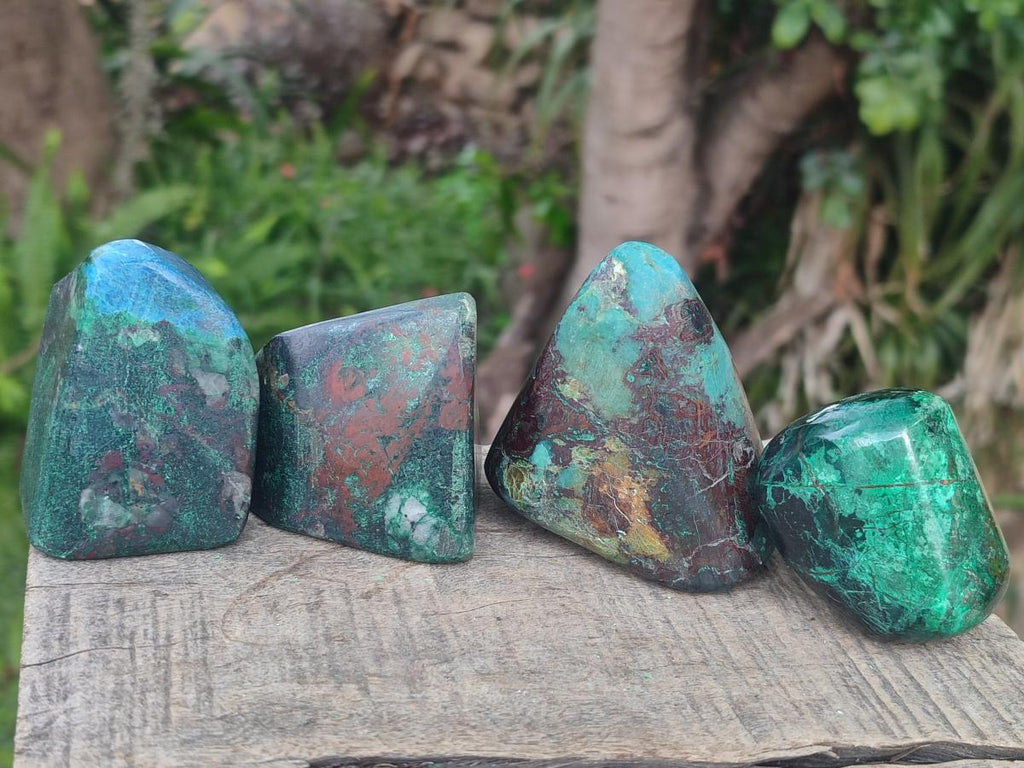 Polished Shattuckite Free Forms with Malachite x 6 From Kaokoveld, Namibia - Toprock Gemstones and Minerals 