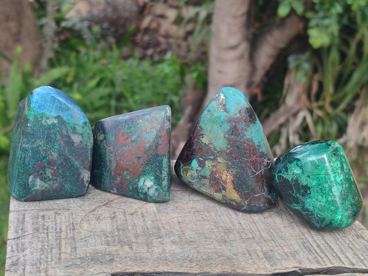 Polished Shattuckite Free Forms with Malachite x 6 From Kaokoveld, Namibia - Toprock Gemstones and Minerals 