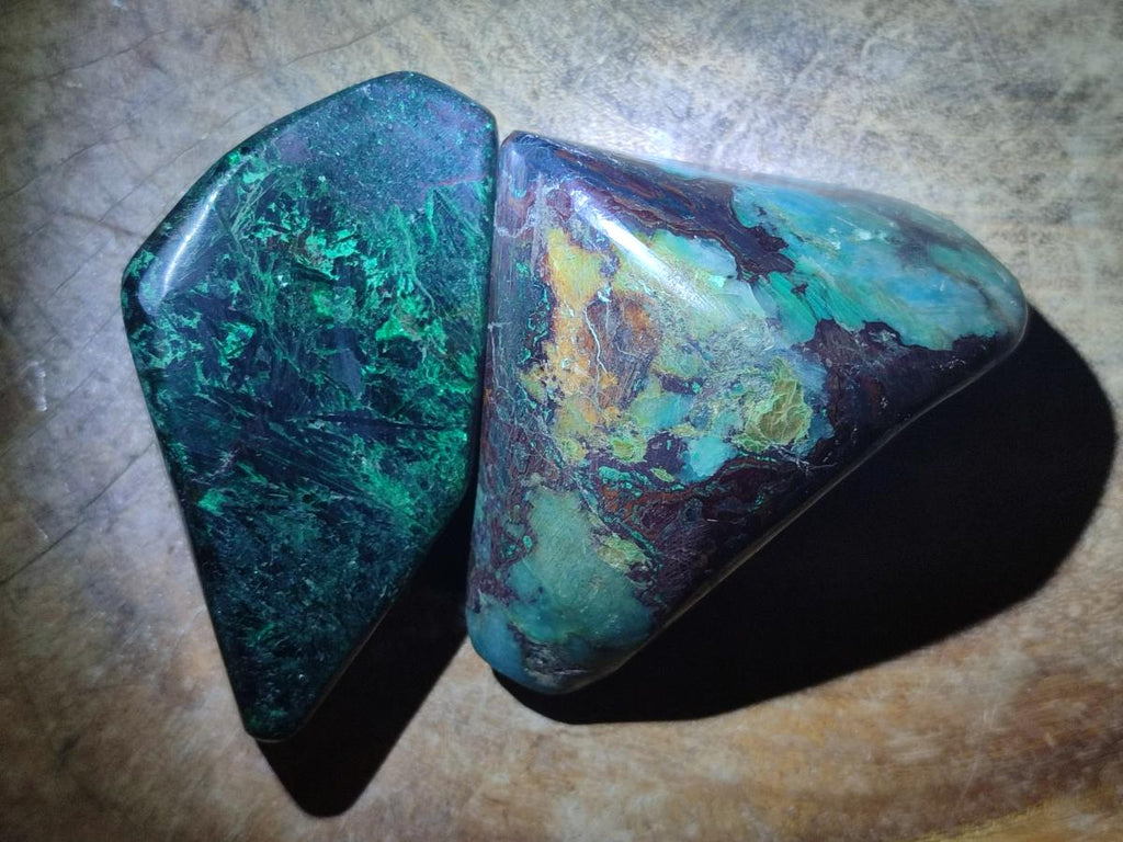 Polished Shattuckite Free Forms with Malachite x 6 From Kaokoveld, Namibia - Toprock Gemstones and Minerals 
