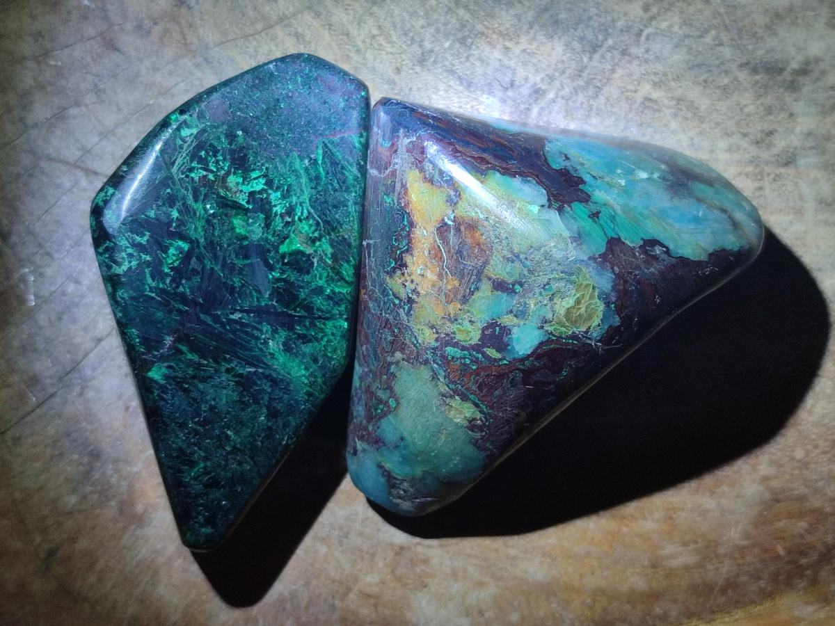 Polished Shattuckite Free Forms with Malachite x 6 From Kaokoveld, Namibia - Toprock Gemstones and Minerals 