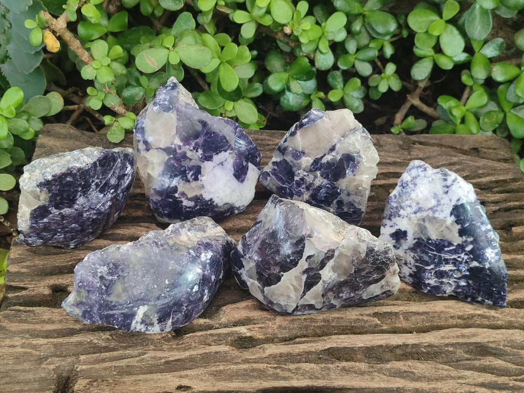 Polished One Side Lithium Silver Leaf Lepidolite Specimens x 6 From Zimbabwe - Toprock Gemstones and Minerals 