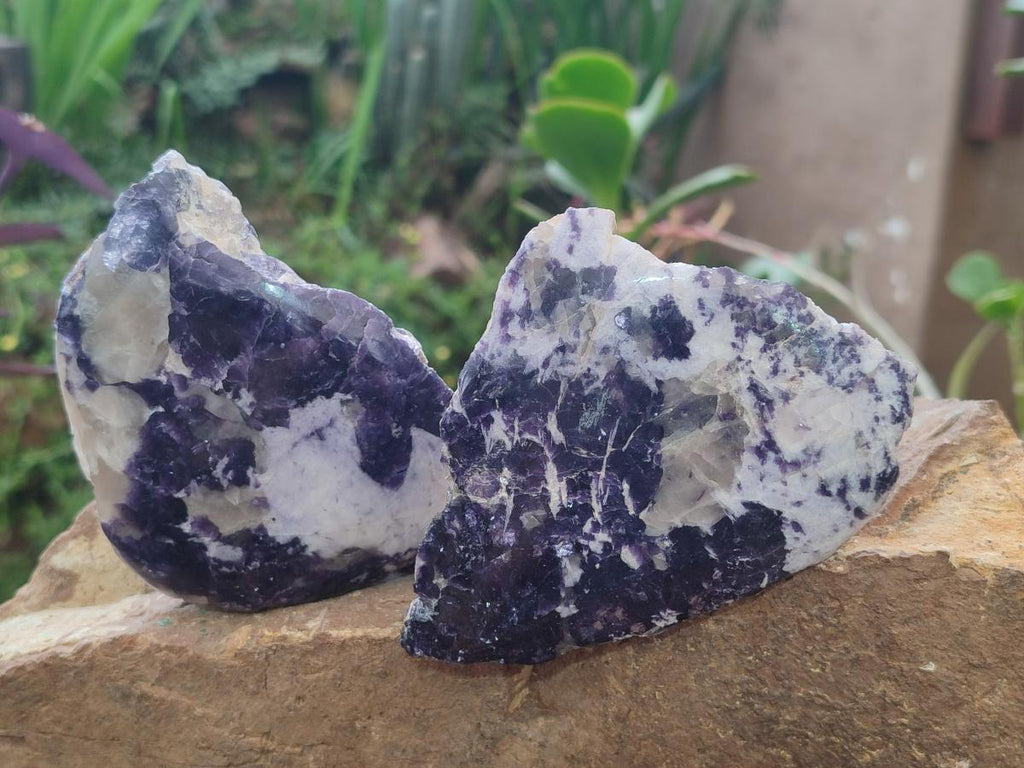 Polished One Side Lithium Silver Leaf Lepidolite Specimens x 6 From Zimbabwe - Toprock Gemstones and Minerals 