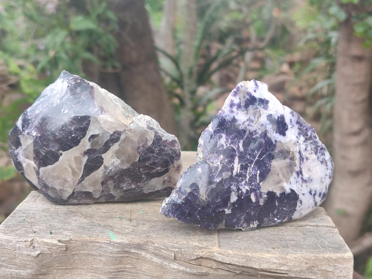 Polished One Side Lithium Silver Leaf Lepidolite Specimens x 6 From Zimbabwe - Toprock Gemstones and Minerals 