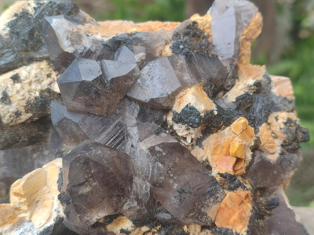 Natural Large Smokey Quartz Cluster with Schorl Black Tourmaline and Feldspar x 1 From Erongo, Namibia - Toprock Gemstones and Minerals 
