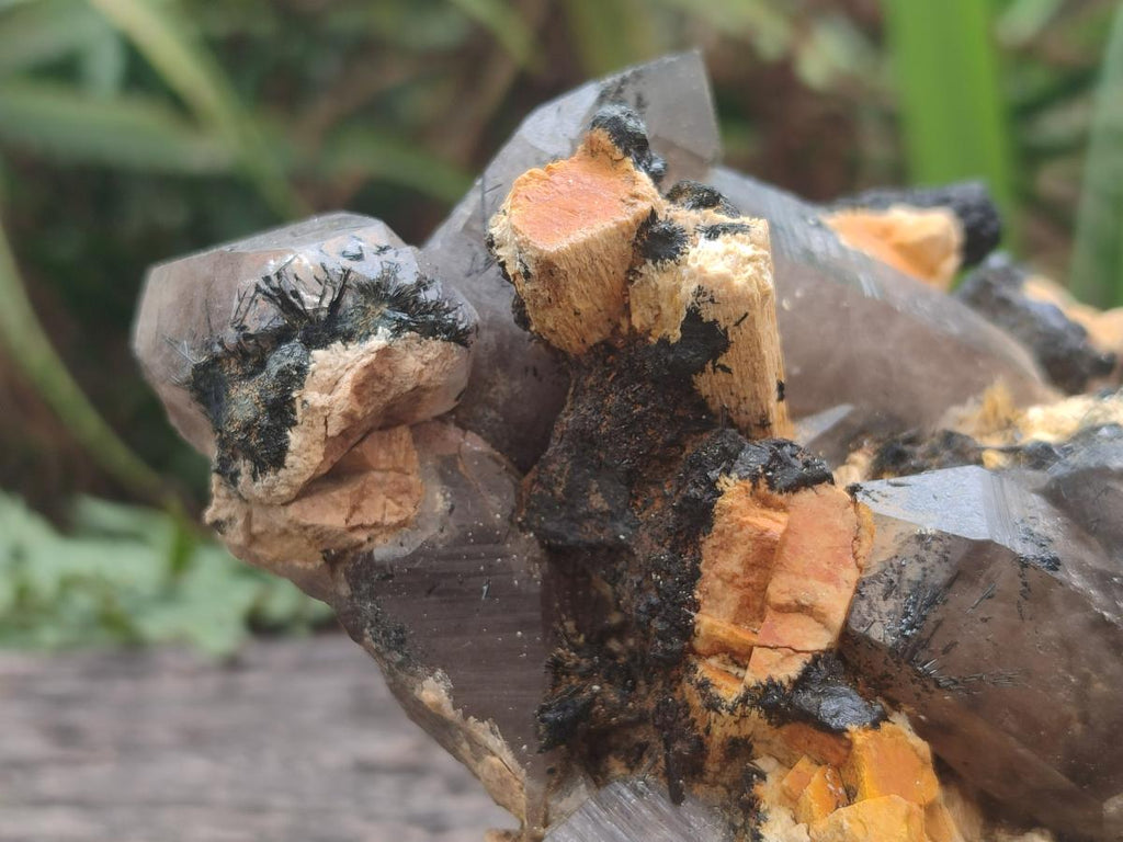 Natural Large Smokey Quartz Cluster with Schorl Black Tourmaline and Feldspar x 1 From Erongo, Namibia - Toprock Gemstones and Minerals 