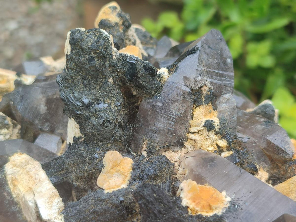 Natural Large Smokey Quartz Cluster with Schorl Black Tourmaline and Feldspar x 1 From Erongo, Namibia - Toprock Gemstones and Minerals 