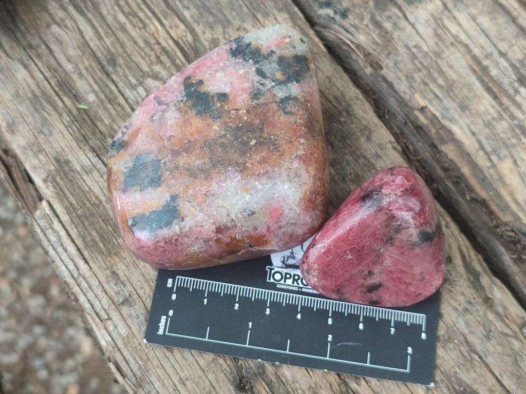 Polished Red Rhodesian Rhodonite Free Forms x 7 From Rhusinga, Zimbabwe - Toprock Gemstones and Minerals 