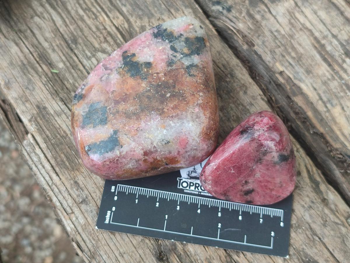 Polished Red Rhodesian Rhodonite Free Forms x 7 From Rhusinga, Zimbabwe - Toprock Gemstones and Minerals 