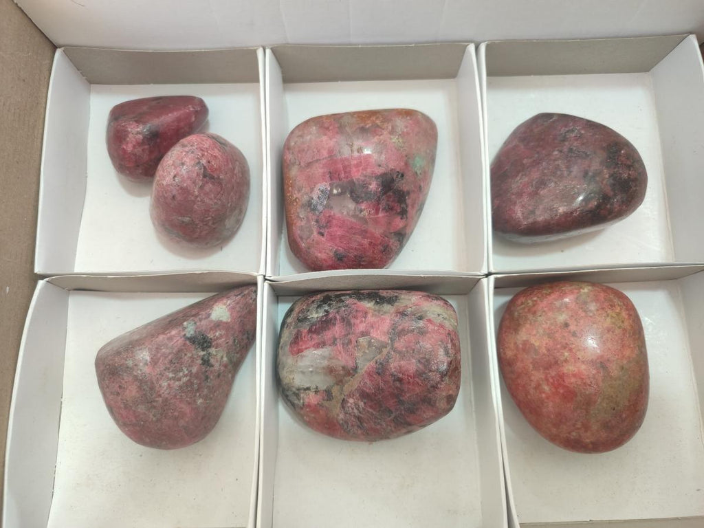 Polished Red Rhodesian Rhodonite Free Forms x 7 From Rhusinga, Zimbabwe - Toprock Gemstones and Minerals 
