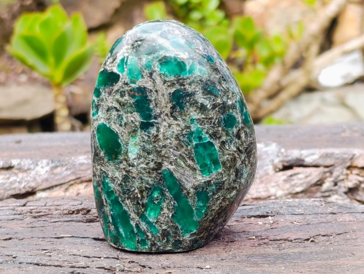 Polished Emerald Mica 'Mutokolite' Standing Display Pieces x 3 From Mutoko, Zimbabwe