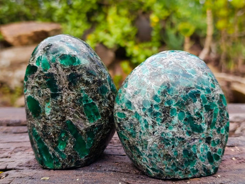Polished Emerald Mica 'Mutokolite' Standing Display Pieces x 3 From Mutoko, Zimbabwe